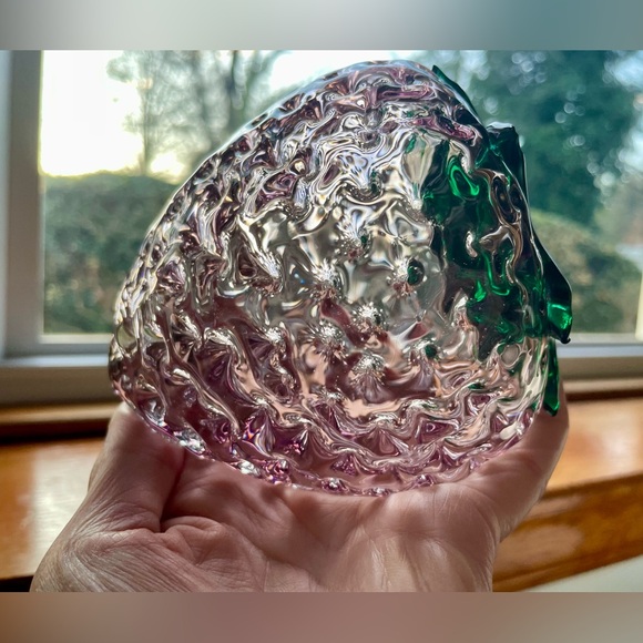 Blenko Glass Orchid & Green Strawberry # 9350- Produced in 1993 & 1994 - Picture 7 of 12